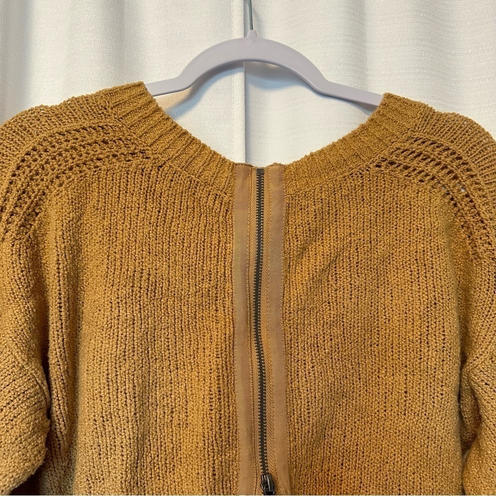 Abercrombie & Fitch Women’s Small Mustard Yellow Full Zip Back Sweater Cotton Bl - Picture 8 of 10